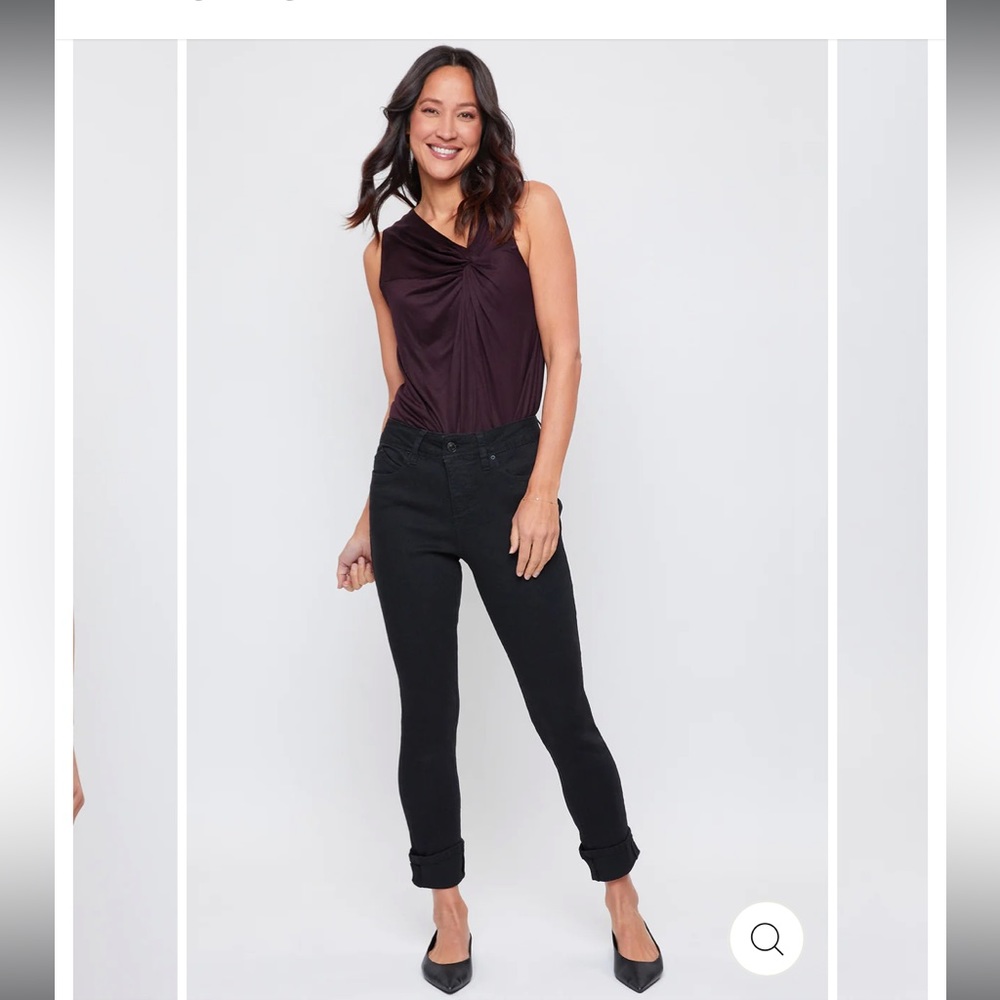 YMI Royalty WannaBettaButt Mega Cuff Ankle Jeans- Black